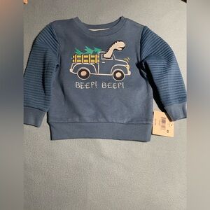 Falls Creek boys’ size 18 mos blue sweatshirt with dinosaur appliqué-NWT